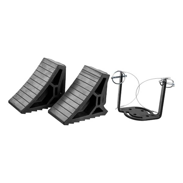 CURT HD Wheel Chocks 2-Pack with Mounting Bracket