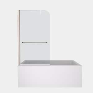 34 in. W x 58 in. H Pivot Frameless Tub Door in Polished Chrome with 1/4 in. 6 mm Tempered Clear Glass