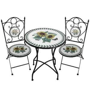 Round Mosaic 3-Piece Iron Bistro Set Odessa