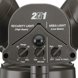 240 Degree LED Motion Sensor Light Outdoor Bronze Twin Head Flood Security Light 1200 to 2400 Lumens Driveway Walkway