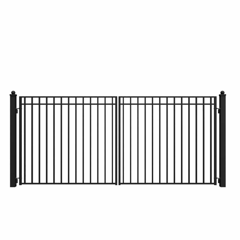 ALEKO Madrid 14 ft. x 6 ft. Black Steel Dual Driveway Fence Gate