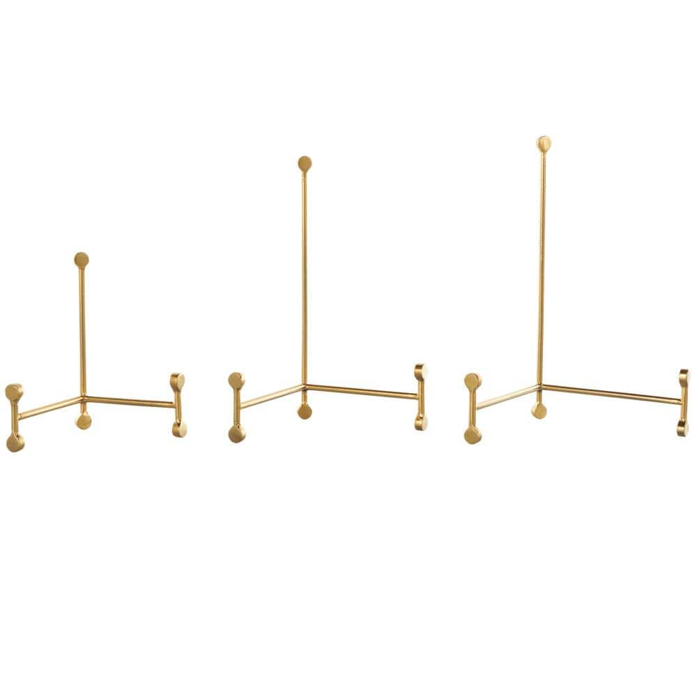 Litton Lane Gold Metal Fixed Easel With Ball Accents 3 Pack 046089 The Home Depot