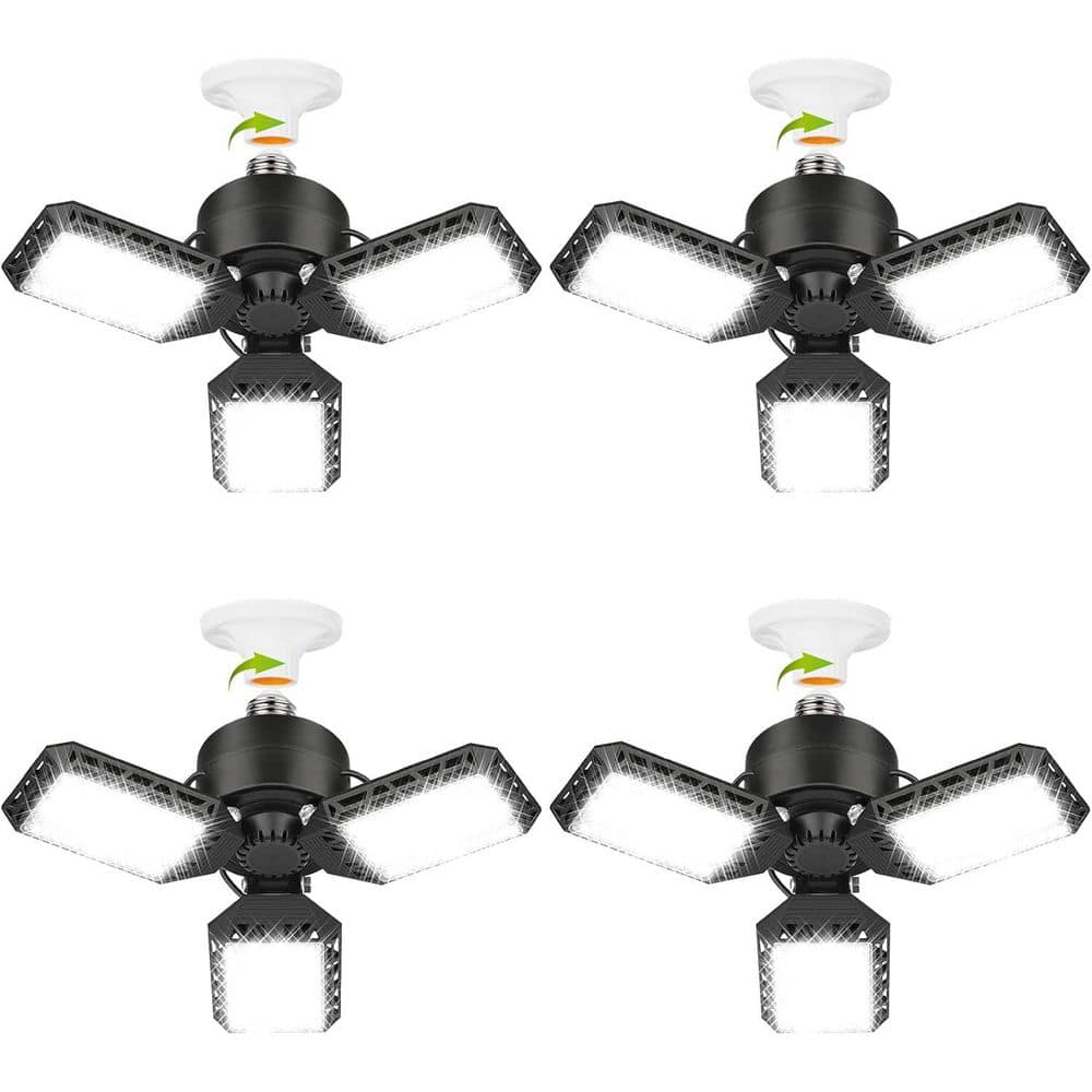 120V 8000 Lumen E26 Integrated LED Garage Light 4-Pack Deformable Ceiling Lights with Adjustable Panels for Basement price history on PriceWatchPro
