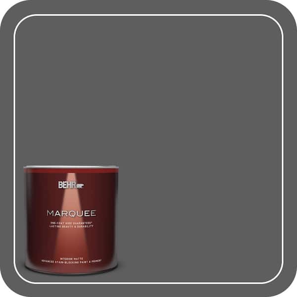 BEHR MARQUEE 1 Qt. #N520-6 Asphalt Gray One-Coat Hide Matte Interior Paint & Primer