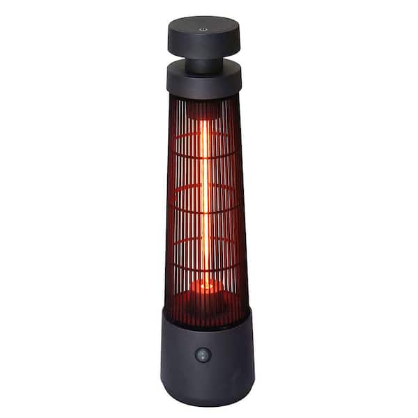1200W Utility Black Infrared Electric Freestanding Infrared Space Forced Air Heater with Touch Switch IP55 Waterproof