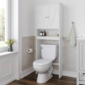 Dune 25 in. W x 66 in. H x 9 in. D White Over The Toilet Storage with Adjustable Shelves and Doors