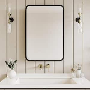 Modern 24 in. W x 30 in. H Black Metal Framed Wall Mount or Recessed Bathroom Medicine Cabinet with Mirror