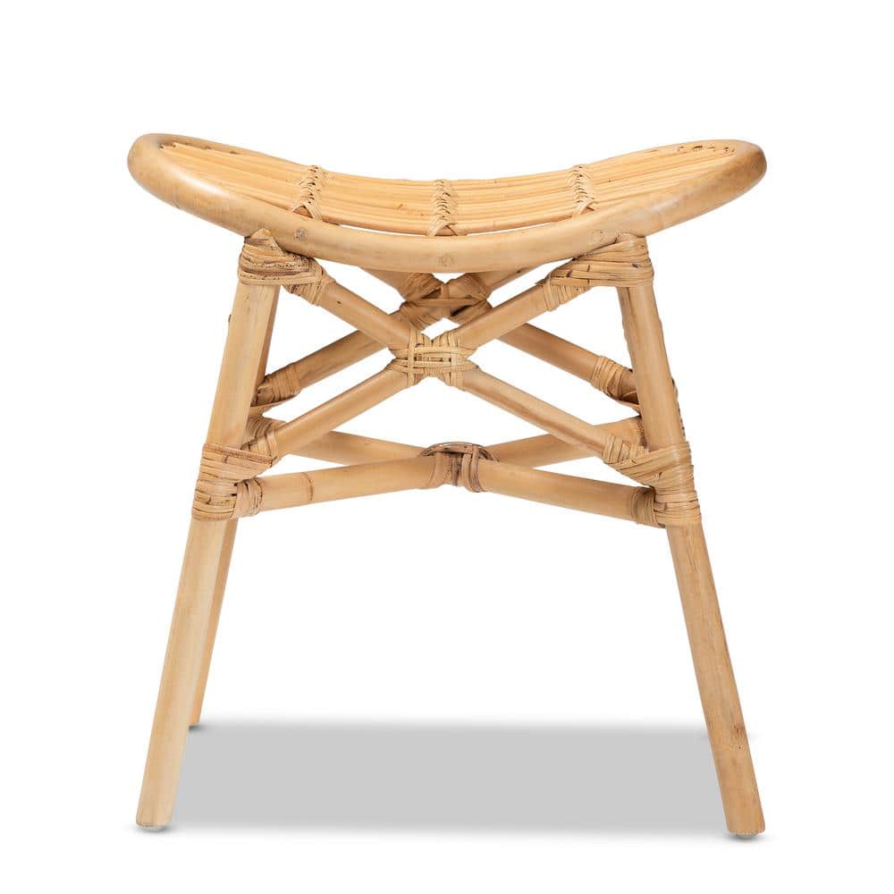 Elgon Natural Brown Rattan Bohemian Footstool
