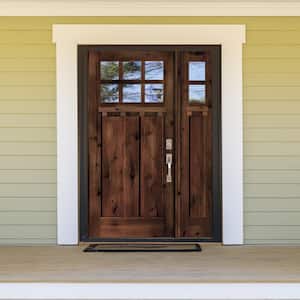 50 in. x 80 in. Craftsman Alder 2 Panel Left Hand 6 Lite Clear Glass DS Red Mahogany Wood Prehung Front Door/Sidelite