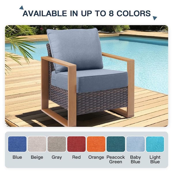 PlushCore 22 in. x 24 in. x 6 in. 4-Piece Deep Seating Outdoor Dining Chair Thick Cushion Set in Baby Blue (2-Set)