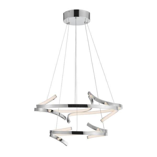 Finesse Decor Beijing 5-Light Dimmable Integrated LED Chrome Round Chandelier for Dinning Room