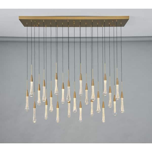Gleam Flare Modern Chandelier 50 in. 25-Light Embedded-LED Linear