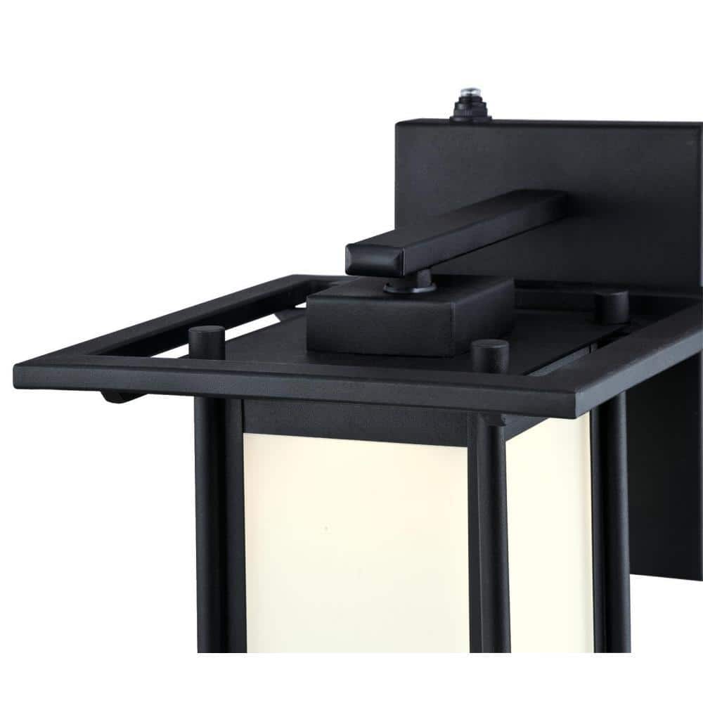 Textured Black Dimmable LED Outdoor Wall Lantern with Frosted Glass