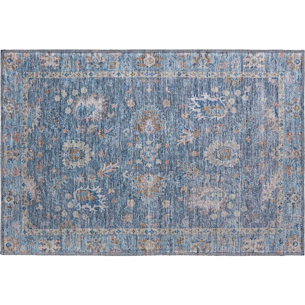 Mayfield Premium Machine Washable Abstract AMF2104 Blue 2 ft. x 3 ft. Accent Rug