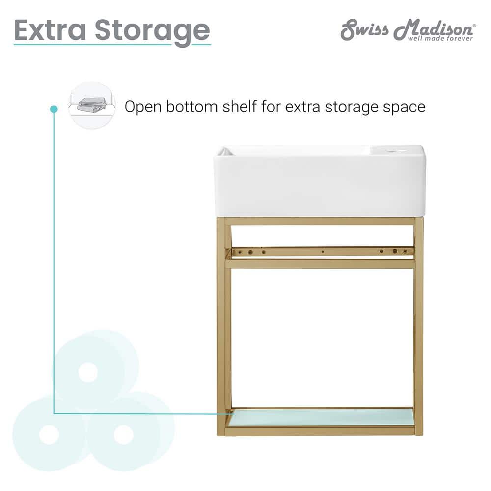 Pierre 25" Gold and White Wall-Mounted Vanity with Ceramic Top