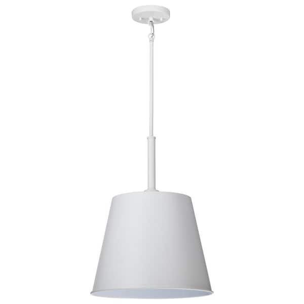 SATCO Alexis 100-Watt 1-Light Matte White Shaded Pendant Light with Matte White Metal Shade, No Bulbs Included