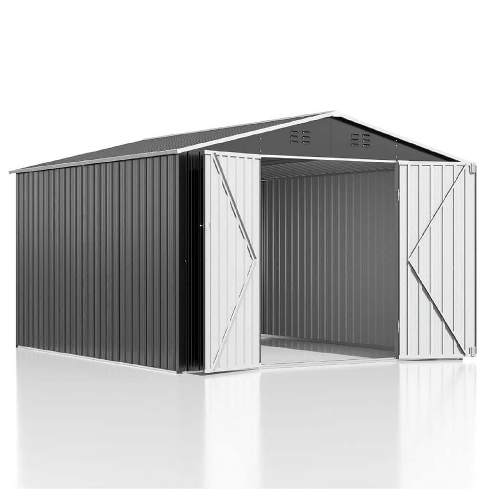 10 ft. W x 10 ft. D Metal Storage Outdoor Shed with and Frame Structure Loc