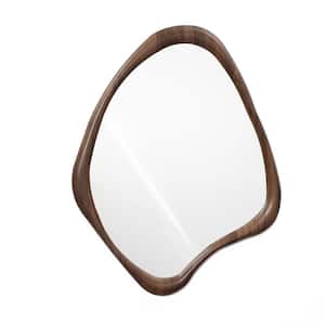 23.25 in. W x 29.5 in. H Brown Wood Frame Decorative Wall Mirror