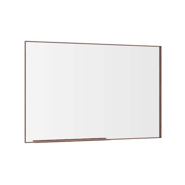 PRIMROSE CARNATION LLC Oversized Modern Walnut 60 in W x 40 in. H Rectangle Aluminum Wall Mounted Bathroom Vanity Mirror Vertical or Horizontal