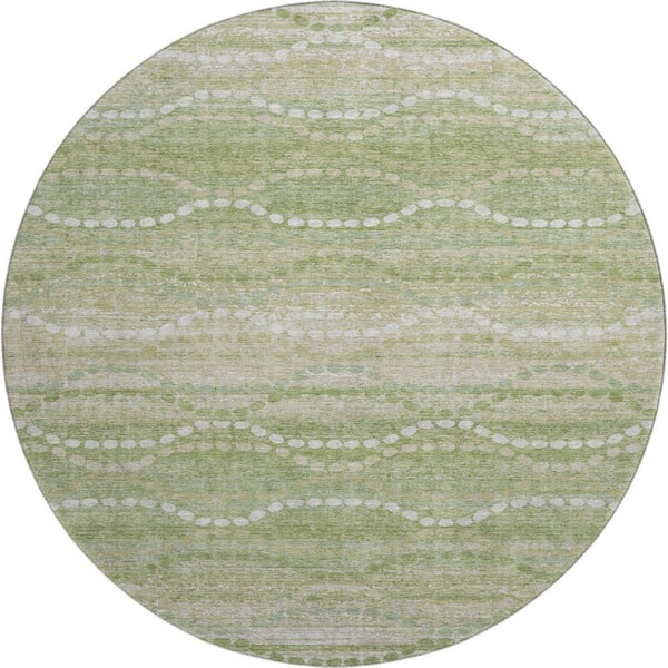 Mayfield Premium Machine Washable Abstract AMF2030 Sage 8 ft. x 8 ft. Round Rug