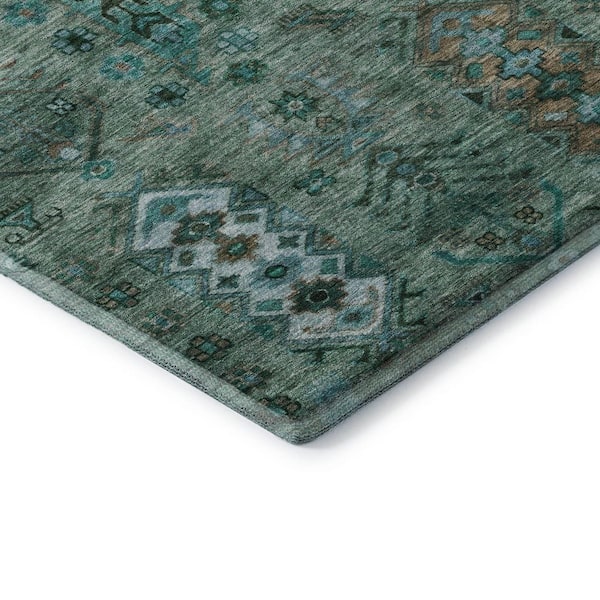 Mayfield Premium Machine Washable Abstract AMF2047 Green 10 ft. x 14 ft. Area Rug