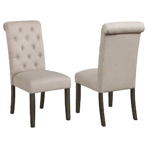 Balboa Rustic Brown and Beige Fabric Tufted Back Side Chairs Set of 2