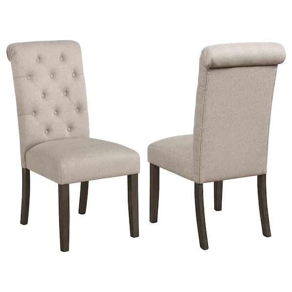 Coaster Balboa Rustic Brown and Beige Fabric Tufted Back Side Chairs Set of 2