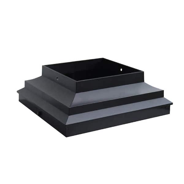 NUVO IRON 4 in. x 4 in. Black Plastic Post Base Skirt and Post Cap Adapter (4-Pack)