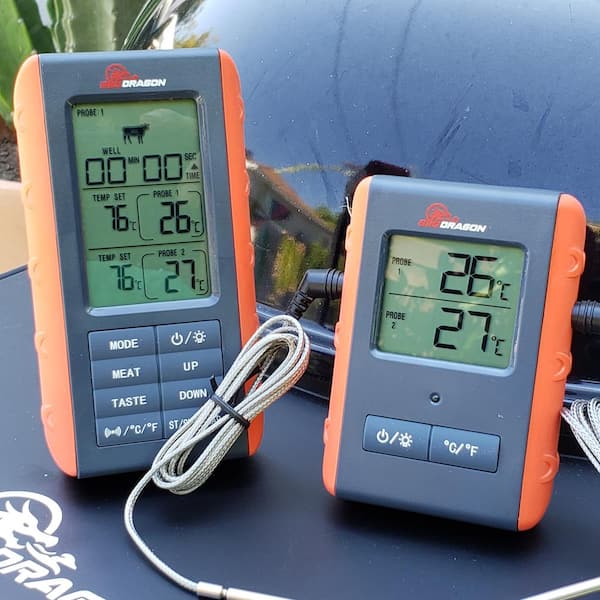 BBQ Dragon 2-Piece Wireless Meat Thermometer with Long-Distance Remote and 2  High Temperature Probes BBQD365 - The Home Depot