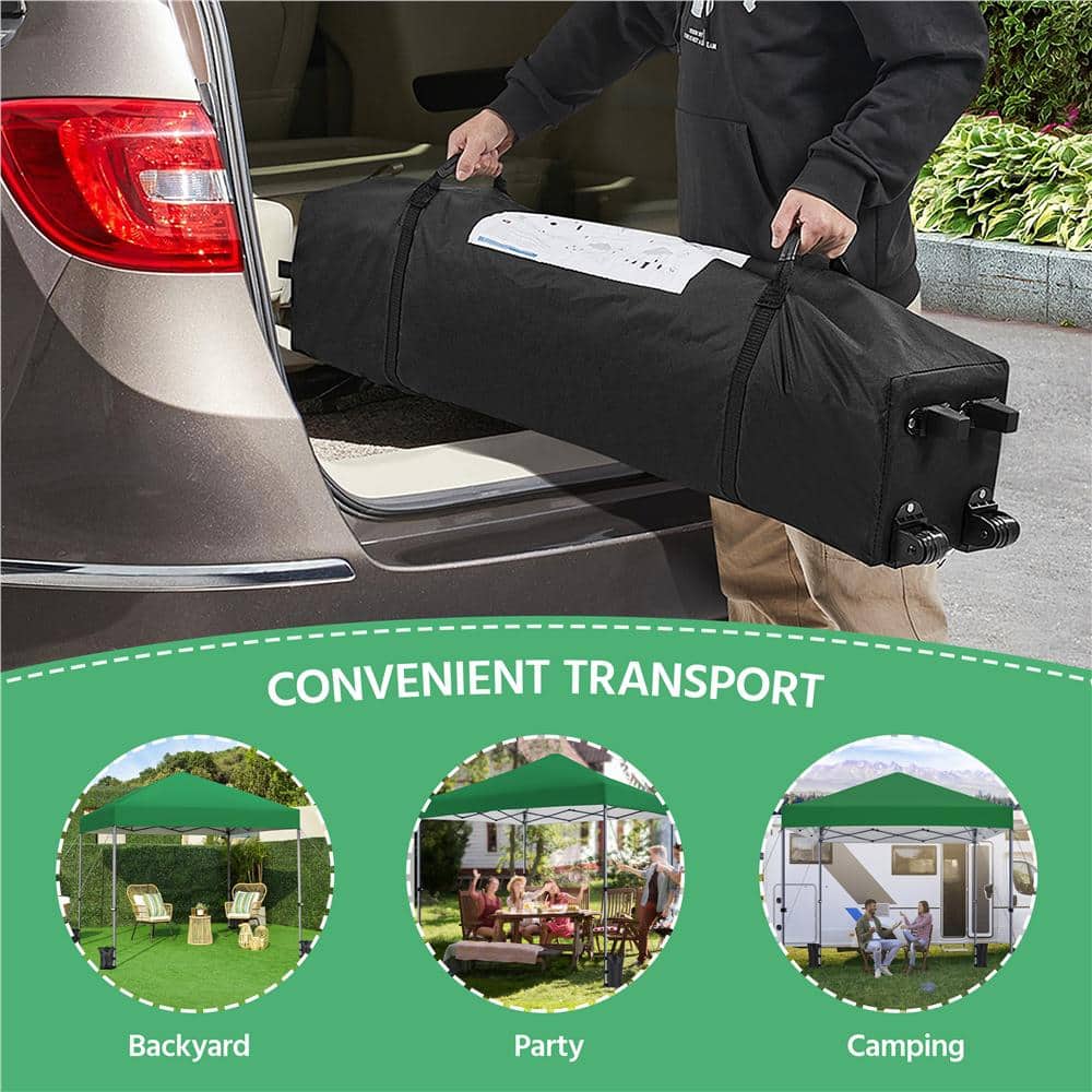 10x10ft Dark Green Adjustable Height Pop-Up Canopy Tent