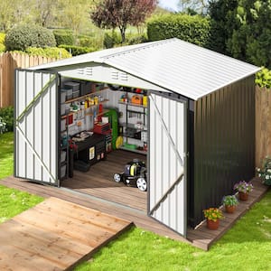 8 ft. W x 6 ft. D Outdoor Metal Shed Storage with Updated Frame Structure and Lockable Doors, White (48 sq. ft.)
