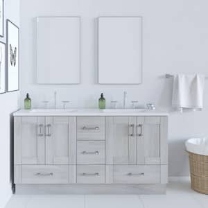 Erskine 60 in. W x 19 in. D x 33 in. H Double Sink Freestanding Bath Vanity in Elm Sky with White Cultured Marble Top