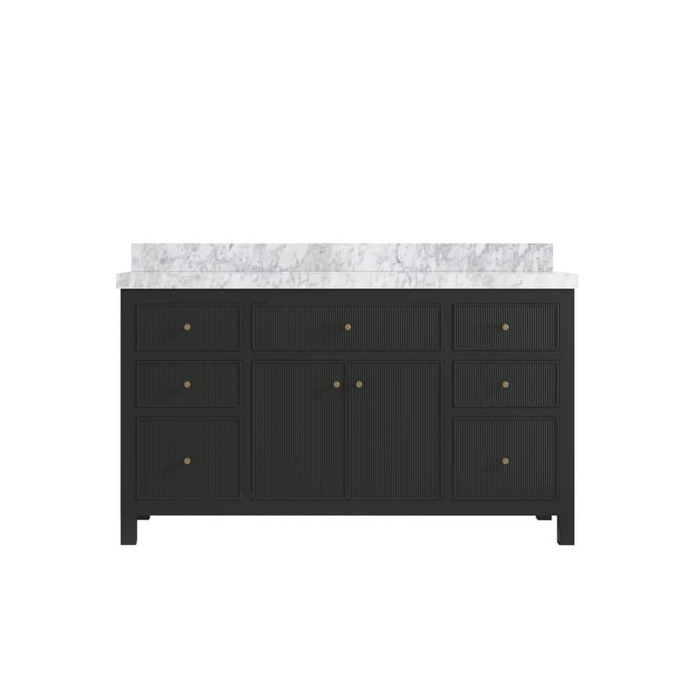 "Sonoma 60 in. W x 22 in. D x 36 in. H Single Sink Bath Vanity in Black Top with 2"" Carrara Marble Top" price history on PriceWatchPro