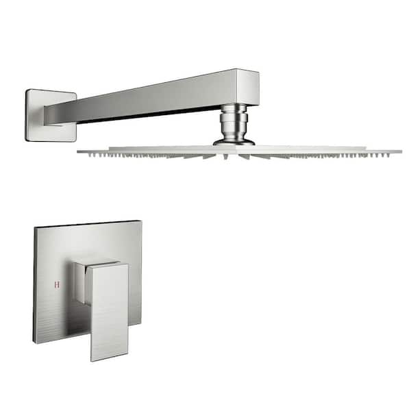 Unbranded Single Handle 1-Spray 10 in. Shower Faucet 1.8 GPM with High Pressure in Brushed Nickel(Valve Included)