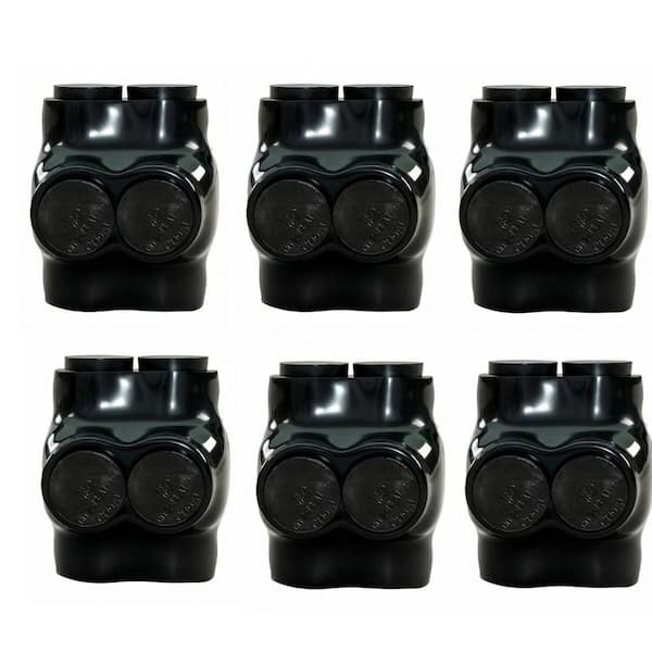 2 Port Insulated Multi Tap Connector 2-14 AWG Aluminum to Copper Wire Connectors, Electrical Cable Connectors, 6 Pack
