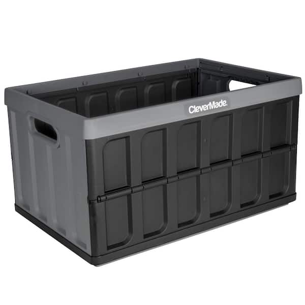 Clear Folding Plastic Crate Collapsible Storage Box Reusable Utility Container 