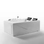 71 in. Acrylic Right Drain Rectangular Alcove Whirlpool Bathtub in White with 16 Water Jets