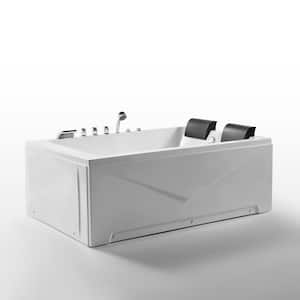 71 in. x 47 in. Acrylic Right Drain Rectangular Alcove Whirlpool Bathtub in White with 16 Water Jets