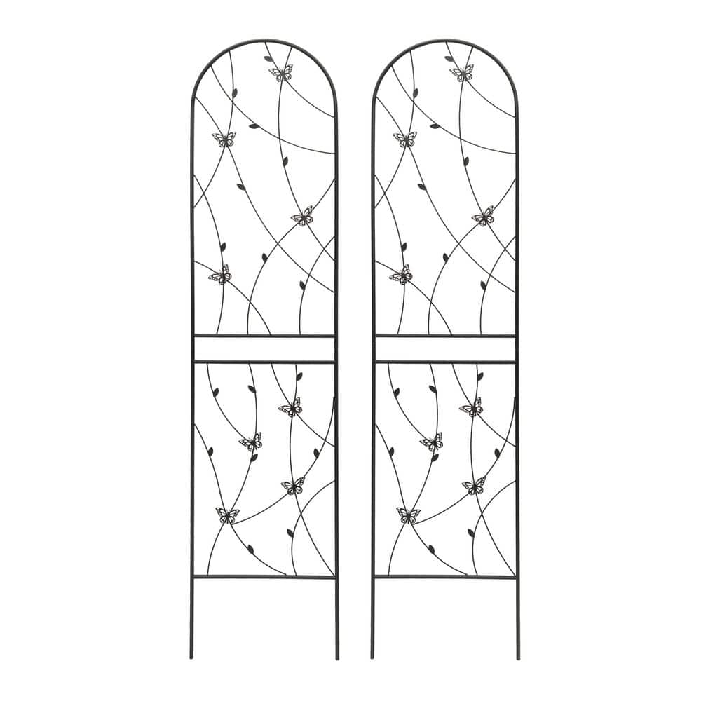 2 Pack 86.7 x 19.7 Black Metal Garden Trellis Rustproof Trellis for Climbin