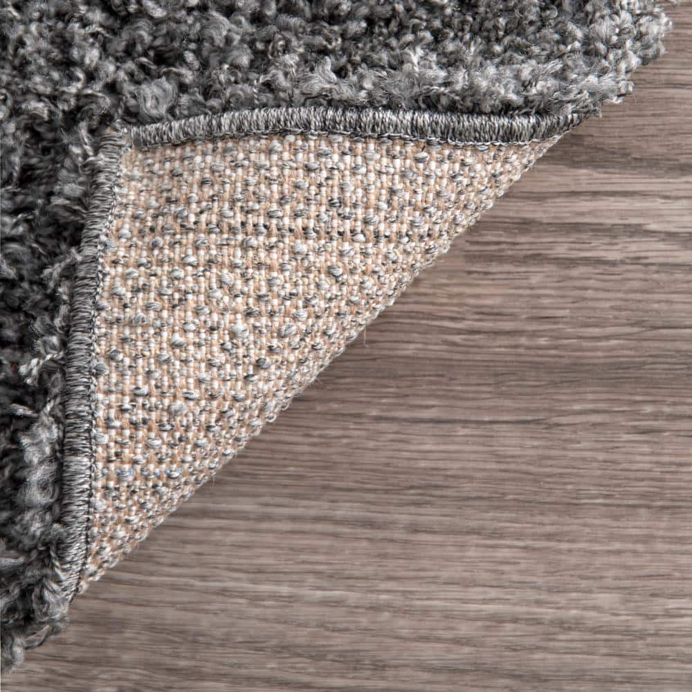 Gray Rectangular Shag Synthetic Area Rug