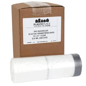 32-33 Gal. Clear Drawstring Trash Bags (Case of 100)