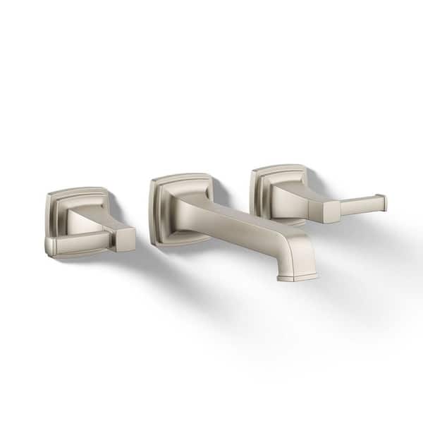 Riff 2 Handle Wall Mounted Faucet with Handles in Vibrant Brushed Nickel