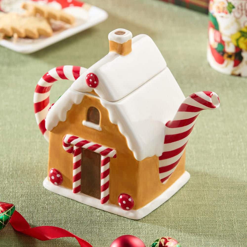 Santa's Retro Christmas 3-D Gingerbread 4-Cup 36 oz. Assorted Colors Ceramic Teapot product image for price tracking