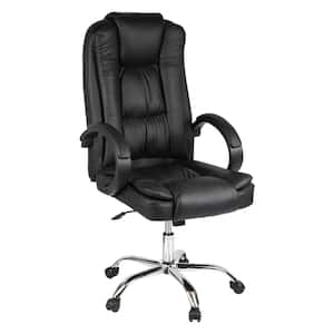 Executive Faux Leather Ergonomic Office Chair Height Adjustable Desk Chair Black Headrest 23 in. L x25 in. Wx45 49 in. H