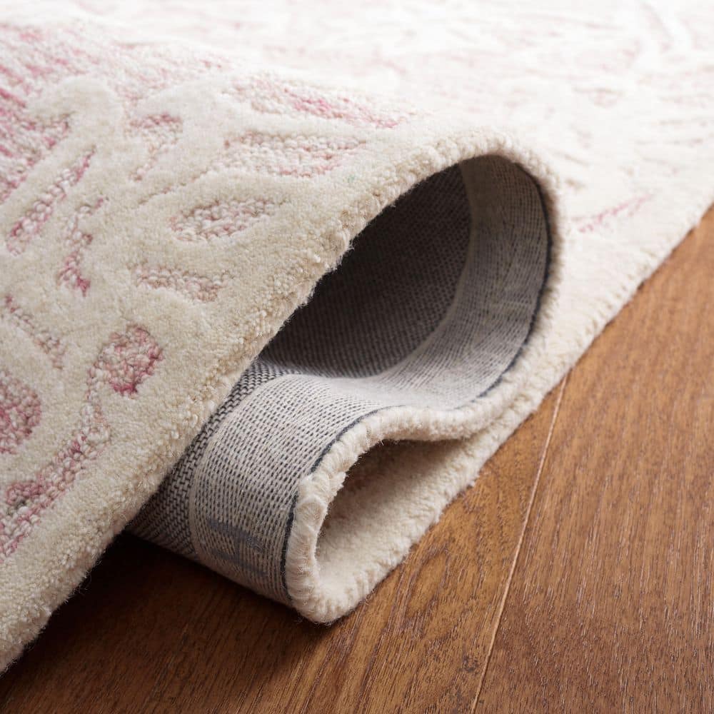 Handmade Pink and Ivory Tufted Wool 8' x 10' Area Rug