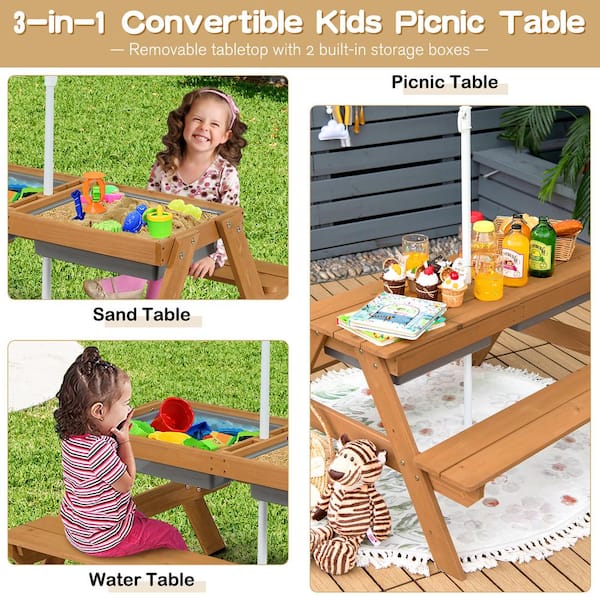 OUTDOOR BENCH PICNIC TABLE SAND WATER PIT GARDEN SANDPIT CHILDRENS FUN PLAY 