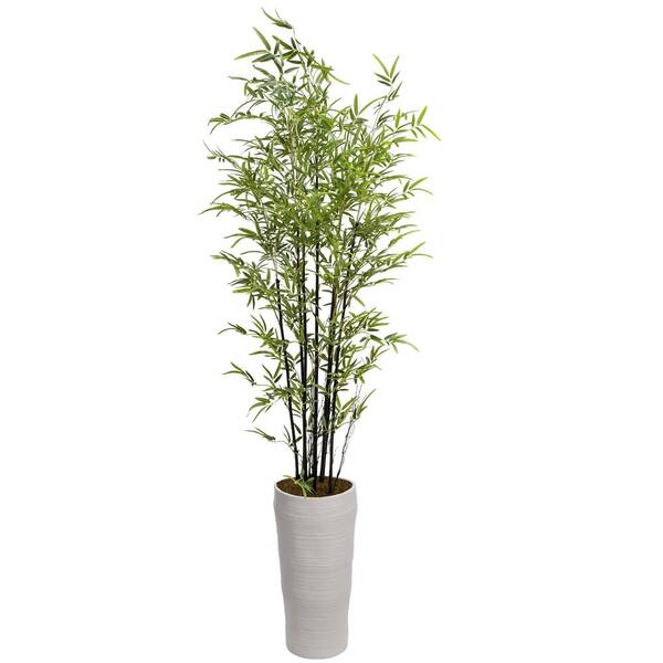 VINTAGE HOME 7.75 ft. Tall Green Artificial Faux Real Touch Bamboo Trees in Fiberstone Planter