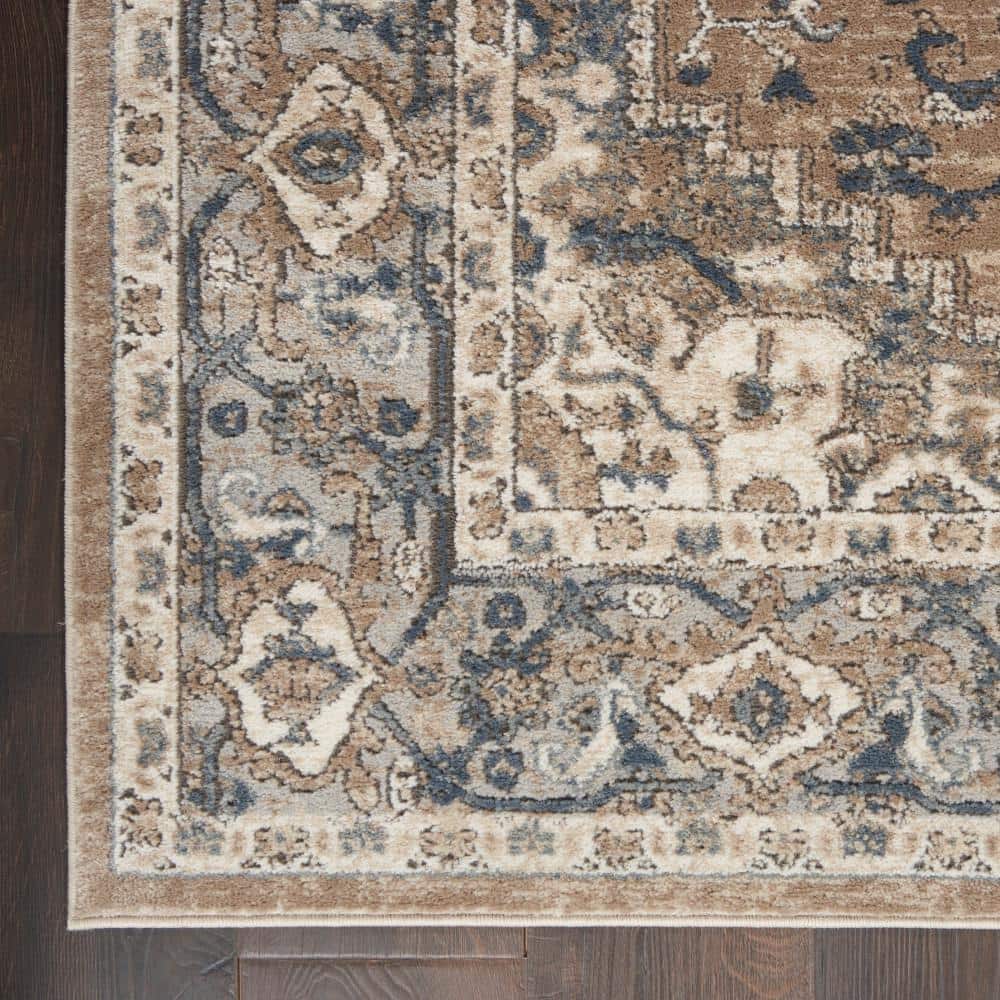 Elysian Beige & Grey Synthetic 26" Round Area Rug