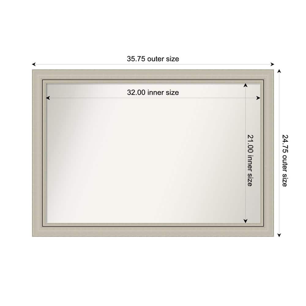 Romano Silver Narrow 35.75 in. x 24.75 in. Custom Non-Beveled Wood Framed Bathroom Vanity Wall Mirror price history on PriceWatchPro