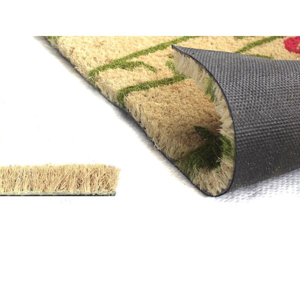 Welcome Pink Flowers Multi 30in. x 18in. Door Mat